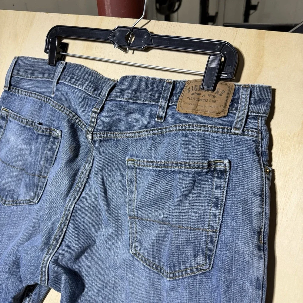 Signature Levi Strauss Mens 40x30 Bootcut Jeans Blue Denim 100% Cotton